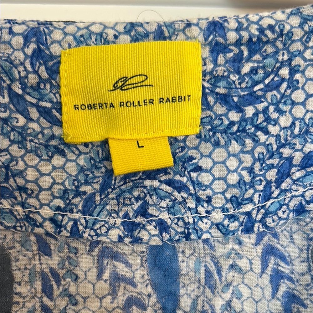 Roberta Roller Rabbit Blue and Cream Patterned Top - Picture 2 of 5
